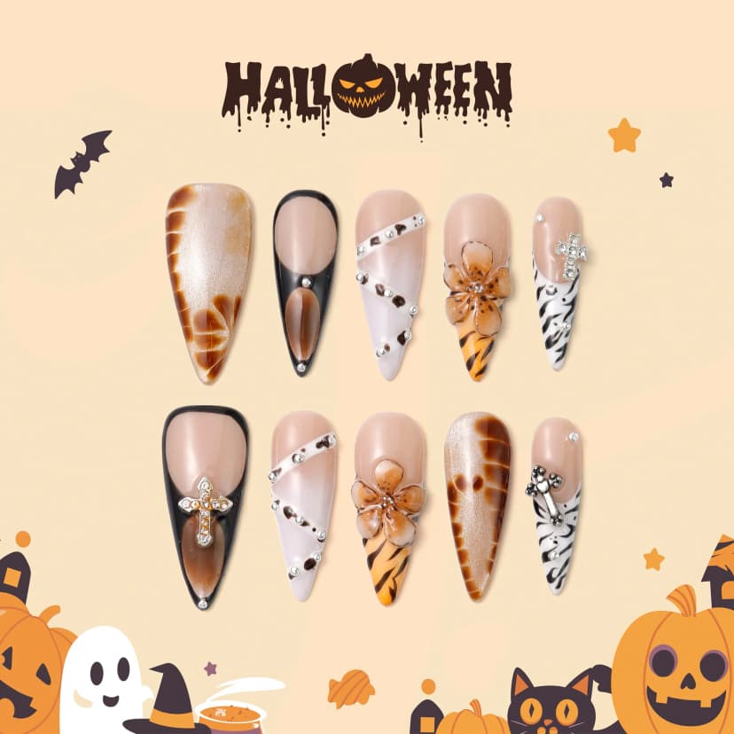 Halloween Animal Long Stiletto Nails press on nails