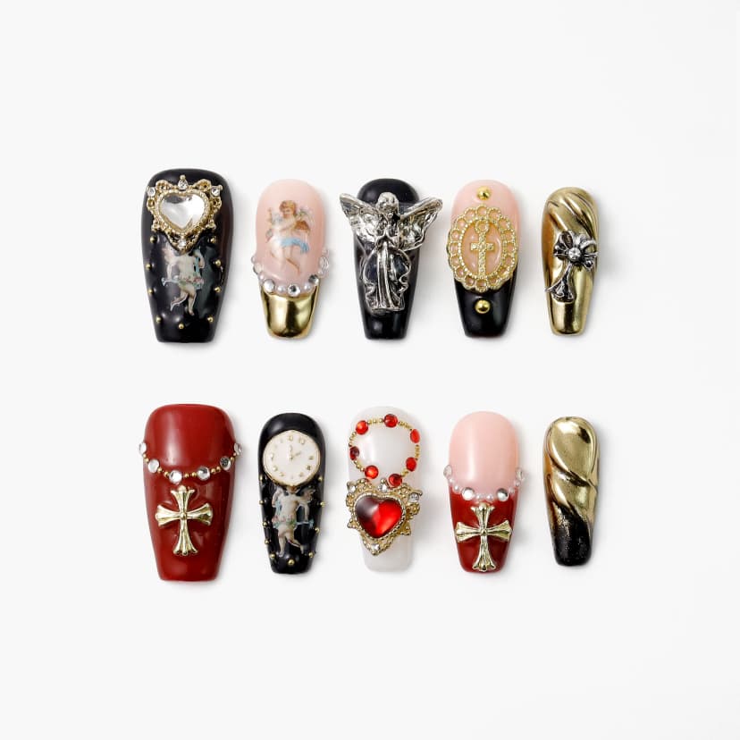 Gothic Glamour Medium Coffin Nails press on nails