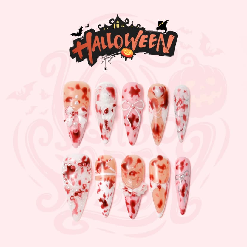 Bloody Halloween Long Stiletto Nails press on nails