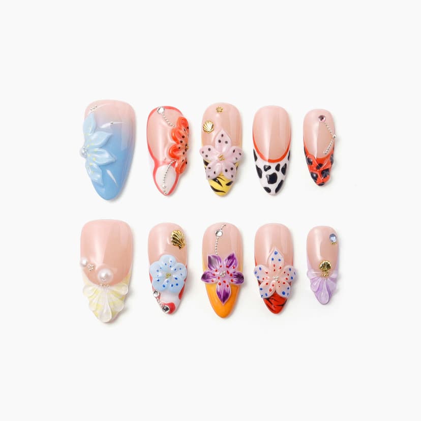 Blossom Sparkle Medium Almond Nails press on nails