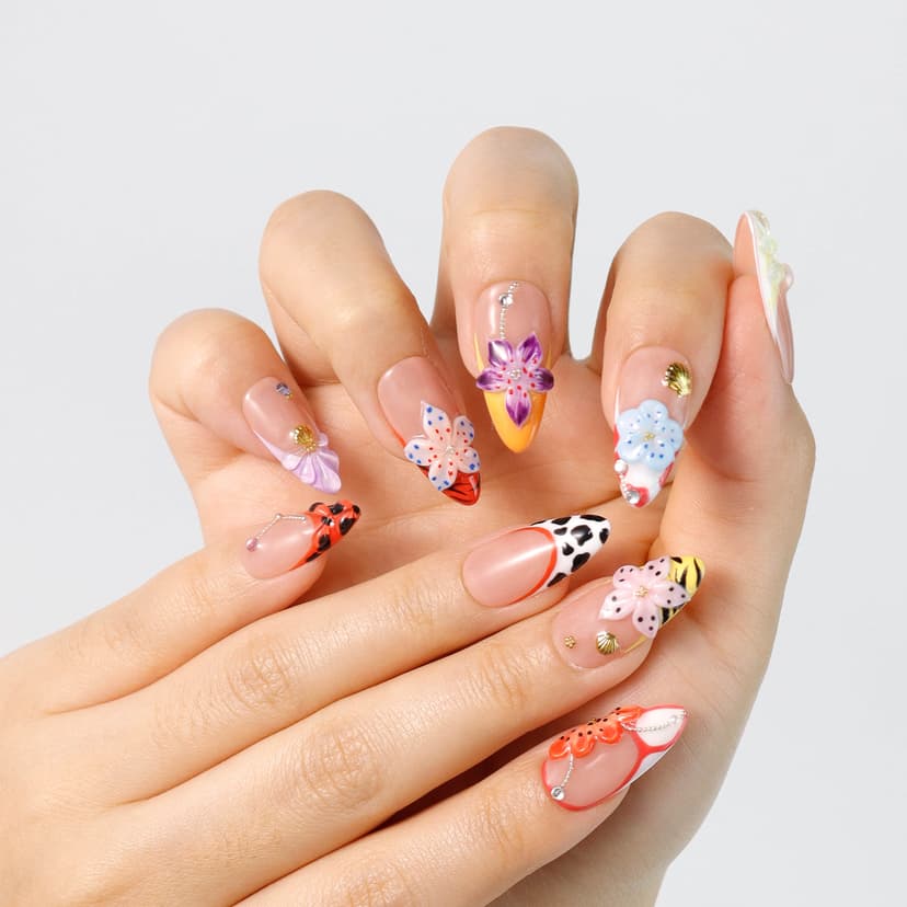 Blossom Sparkle Medium Almond Nails press on nails