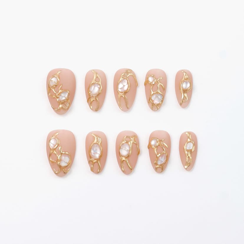 Rose Gold Medium Almond Nails press on nails