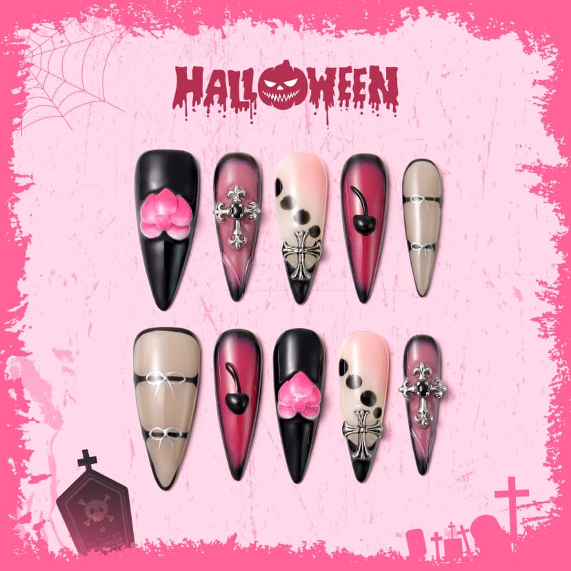 Gothic Halloween Long Stiletto Nails press on nails