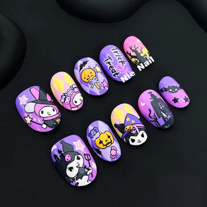 Cute Halloween Extra Short Square Nails press on nails
