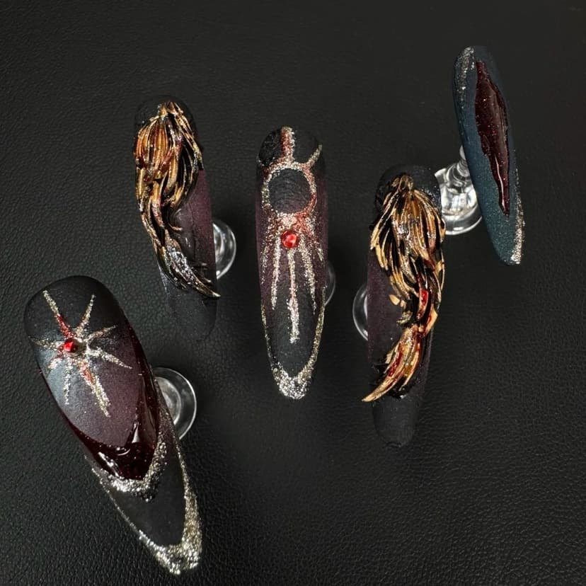 Halloween Gothic Long Almond Nails press on nails