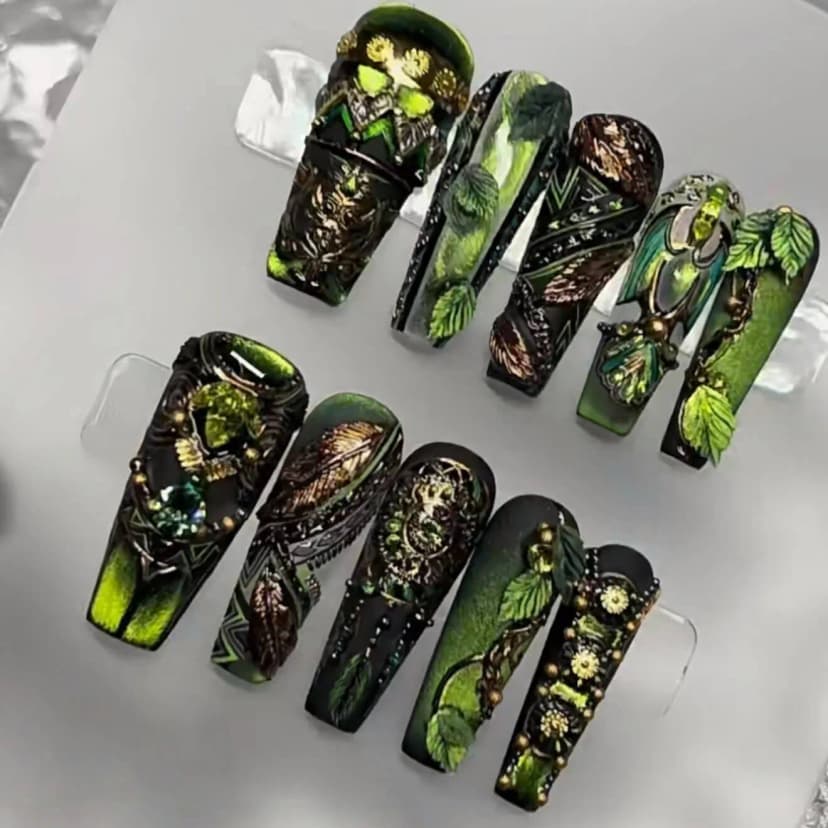 Enchanted Forest Custom Nails Art Set press on nails