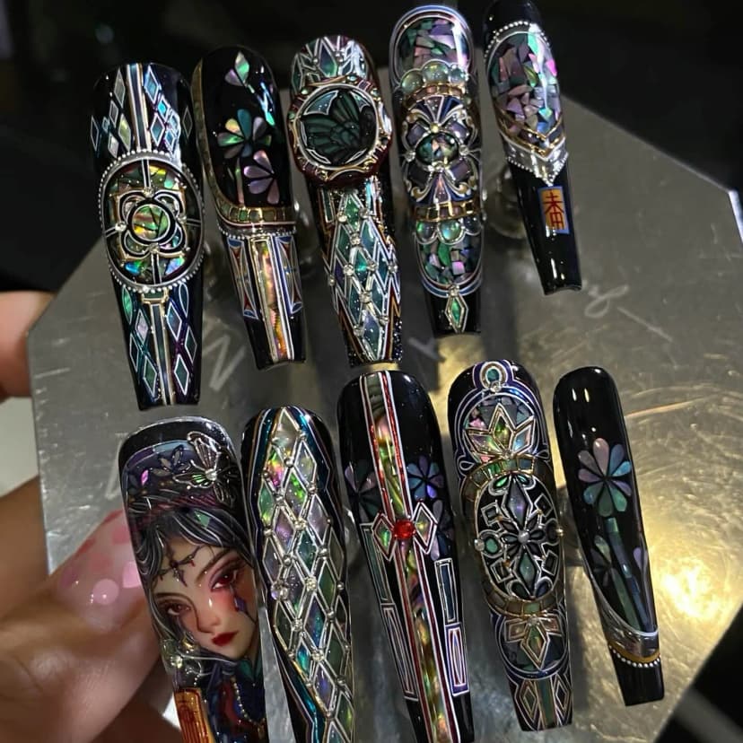 Mystic Gothic Portrait Custom Nails Design press on nails