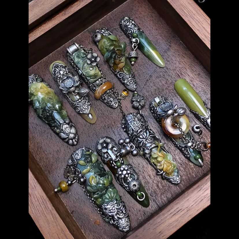 Jade Blossom Nails press on nails