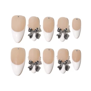 Elegant French bow press on nails