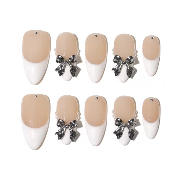 Elegant French bow press on nails