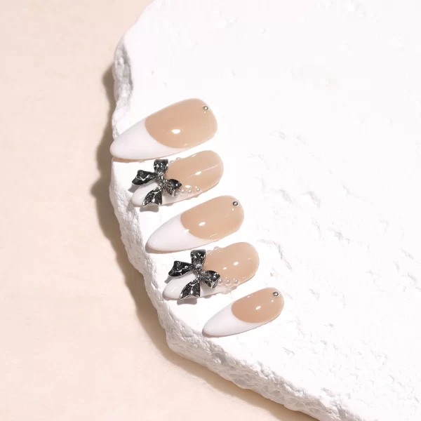 Elegant French bow press on nails - Image 3