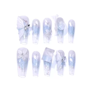 Gradient clear illusion press on nails
