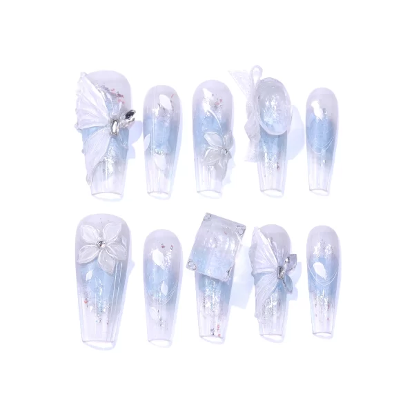 Gradient clear illusion press on nails