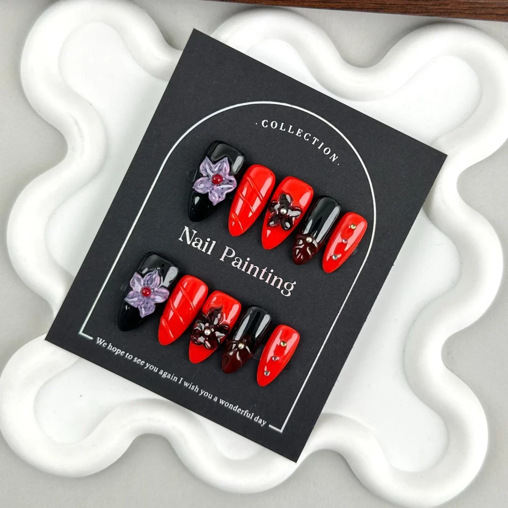 Handmade Medium Almond Press-On Nails - Image 9